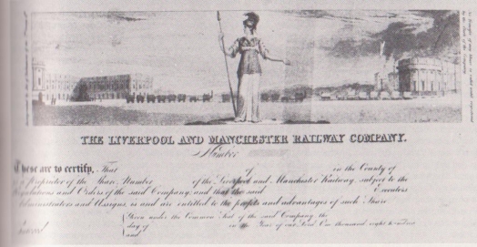 Liverpool and Manchester Railway Company share certificate