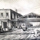 Railway Office in black and white