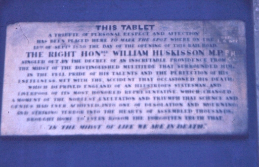 Close-up of Huskisson memorial